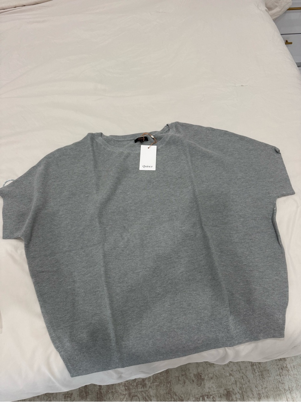 Quince Short Sleeve Boxy Knit Top - Gray